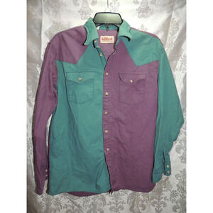 Saddlebrook Westernwear Mens Purple Green Long Sleeve Size L